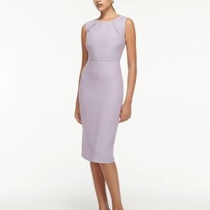 Roland Mouret Elegant Wool and Silk Lavender Sleeveless Sheath Midi Dress Sz 10